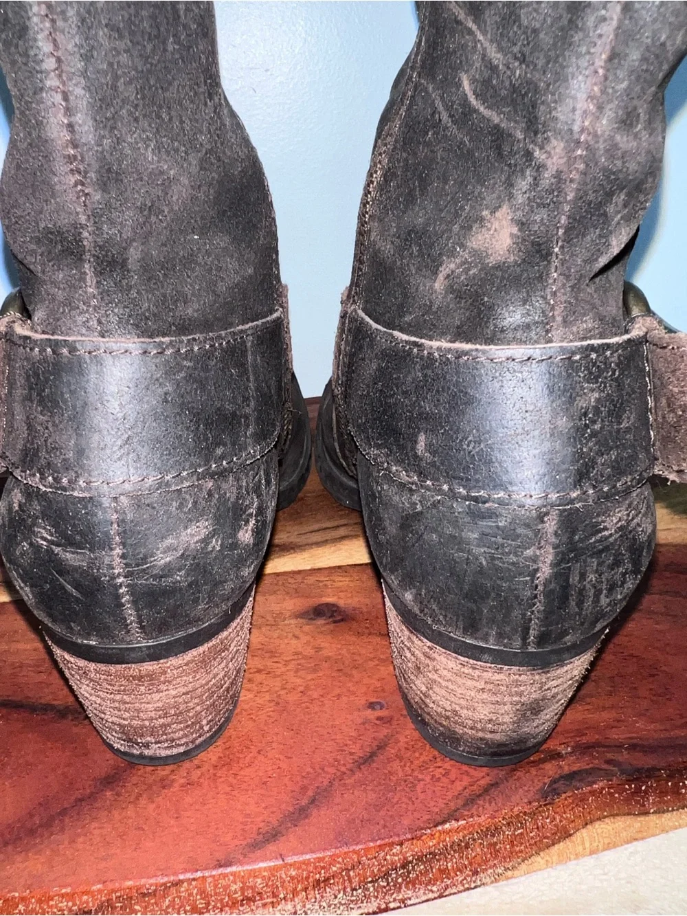 Børn Loreza Timberwolf Brown Leather Tall Harness Moto Boots Women 8.5 40
